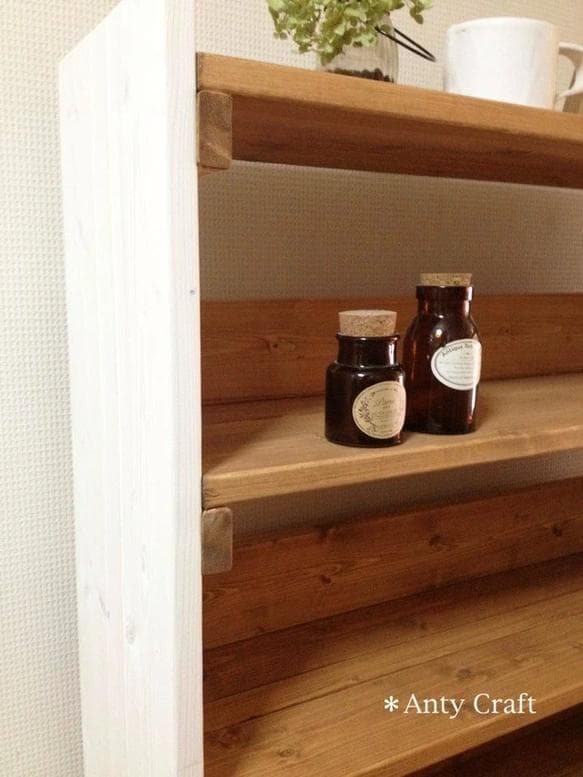 【引取可能】飾り棚付き4段棚 幅80cm LO/Ｗ 完成品