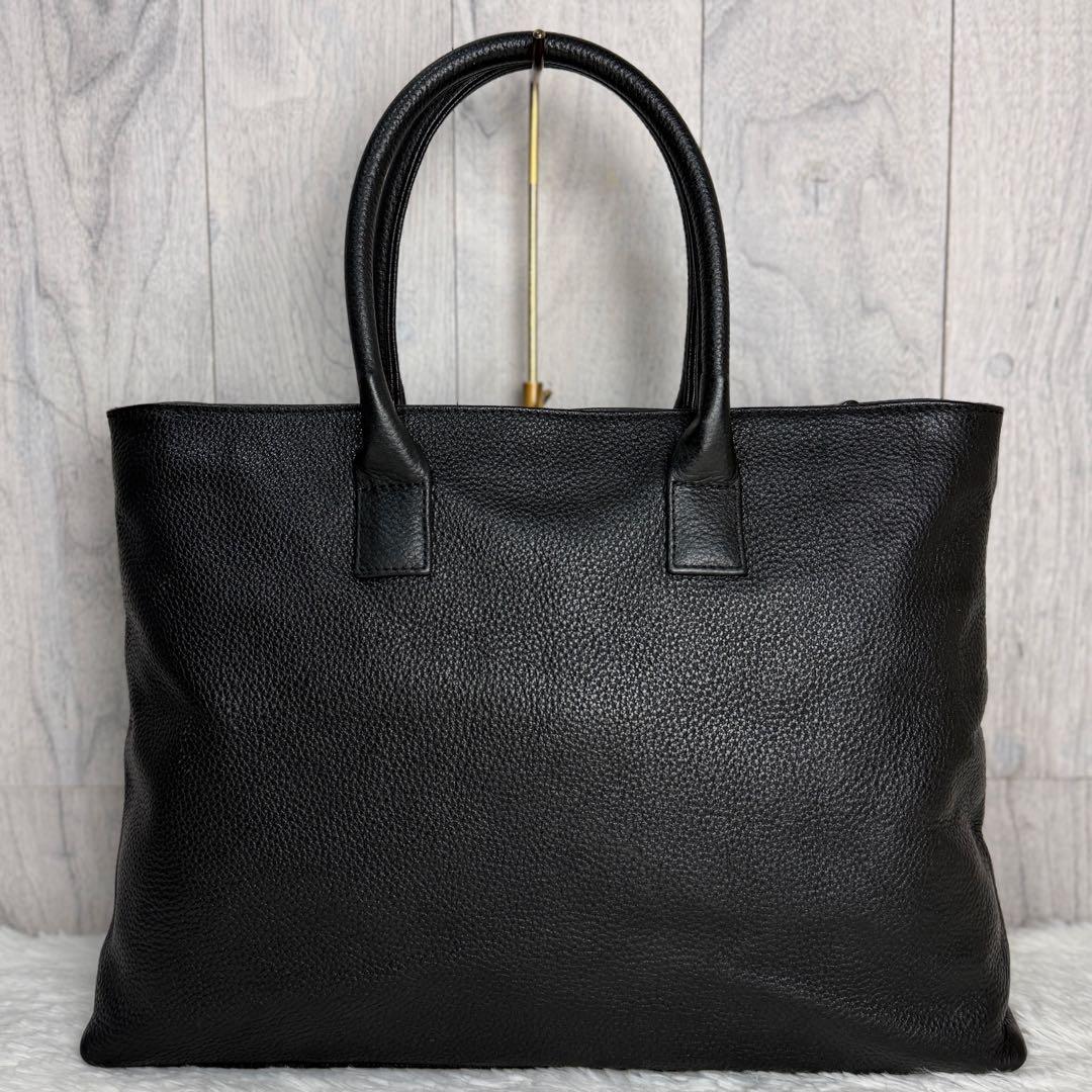 美品♡A4♡HushTug ハッシュタグ レザー トートバッグ ブラック シボ革