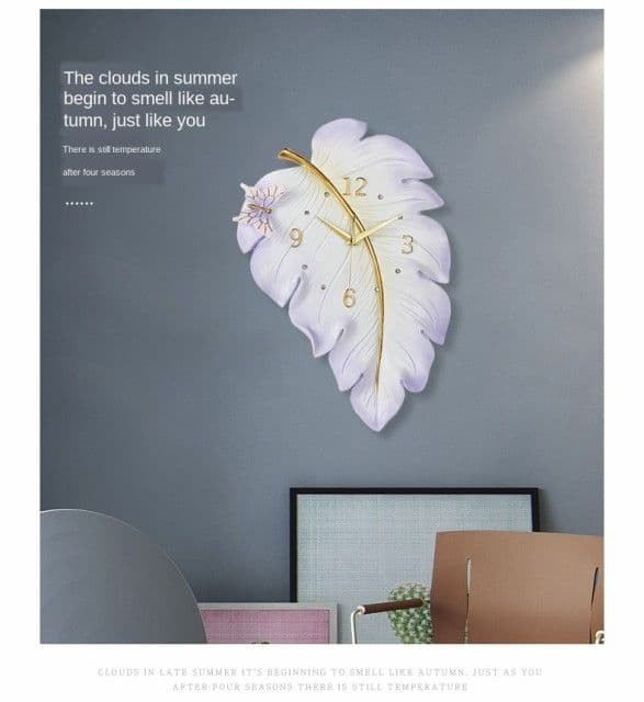 北欧壁掛け時計3d クリエイティブ かけ時計 リーフ 家の装飾 リビングルーム