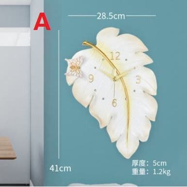 北欧壁掛け時計3d クリエイティブ かけ時計 リーフ 家の装飾 リビングルーム
