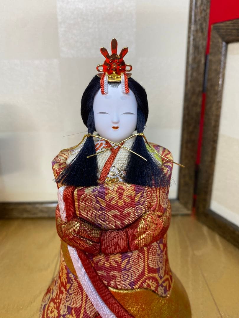 雛人形　木村一秀作　江戸木目込人形親王平飾り・間口約４０×奥行約２０×高約２６㎝