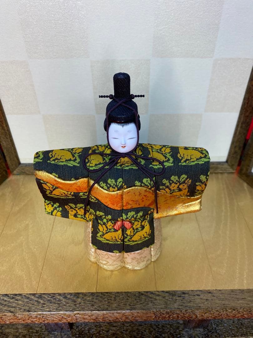 雛人形　木村一秀作　江戸木目込人形親王平飾り・間口約４０×奥行約２０×高約２６㎝