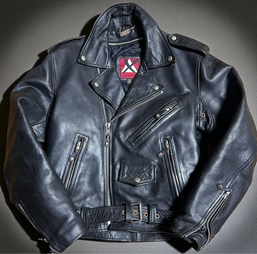 XPERT ダブルライダース レザージャケットブラック黒　キルティング　38