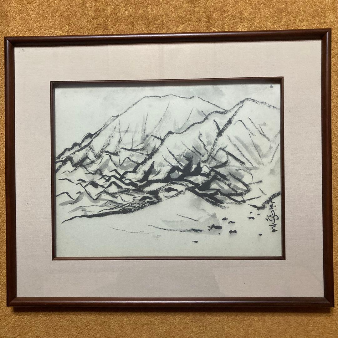 前田青邨「恵那山」「三日月」2点セット工芸画32×41額47.5×56.6cm￼