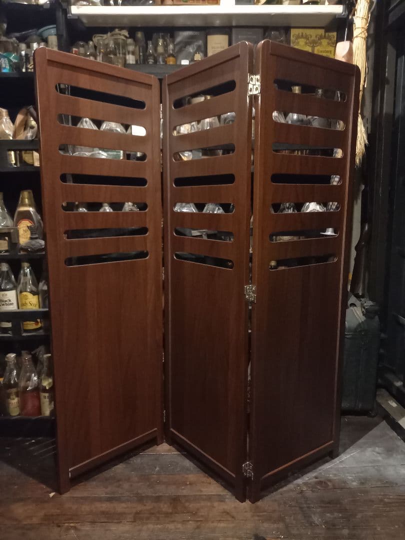 北欧　ミッドセンチュリー　モダン　ウッド　ルーバー　ミドル　パーテーション