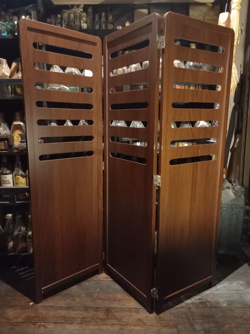 北欧　ミッドセンチュリー　モダン　ウッド　ルーバー　ミドル　パーテーション