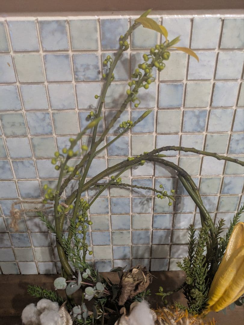 ドライフラワー★枝物シンプルリース★アシンメトリックデザイン　テッポウユリ