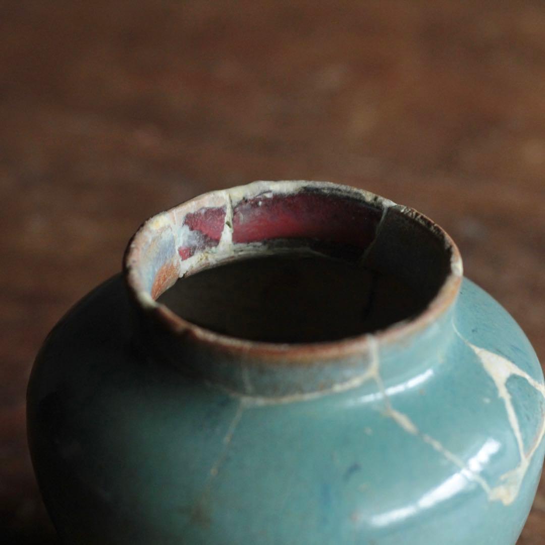 緑釉 唐津 小壺 17世紀後半頃 古美術 古道具 古唐津 アンティーク