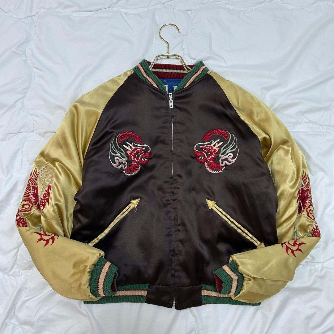 テーラー東洋 M品番 リバーシブル サテンスカジャン 中綿 笹虎 日本地図