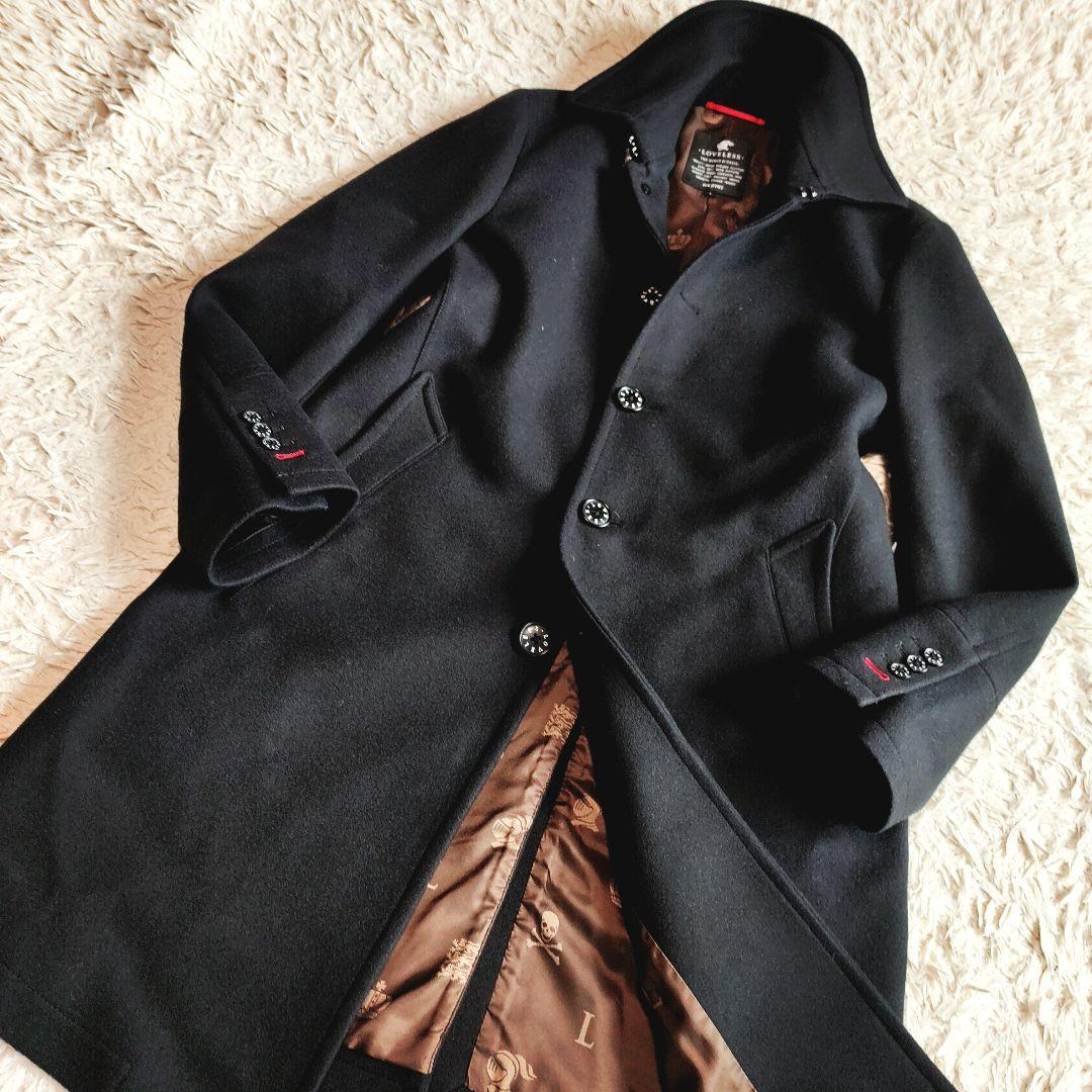 【極美品】ラブレス ステンカラーコート メルト ウール ブラック