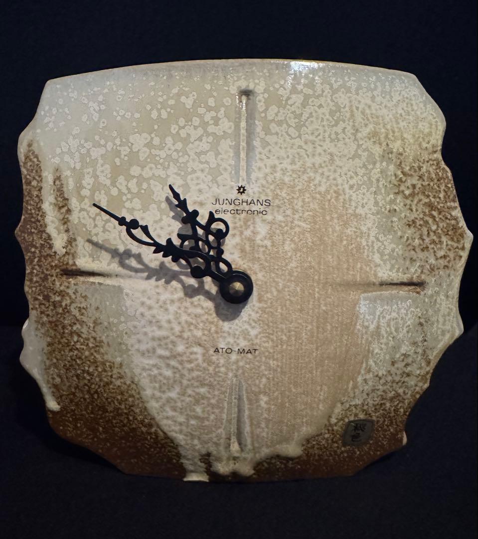 ヴィンテージ ドイツJUNHANSユンハンス 陶器 ブロック 置時計 オブジェ