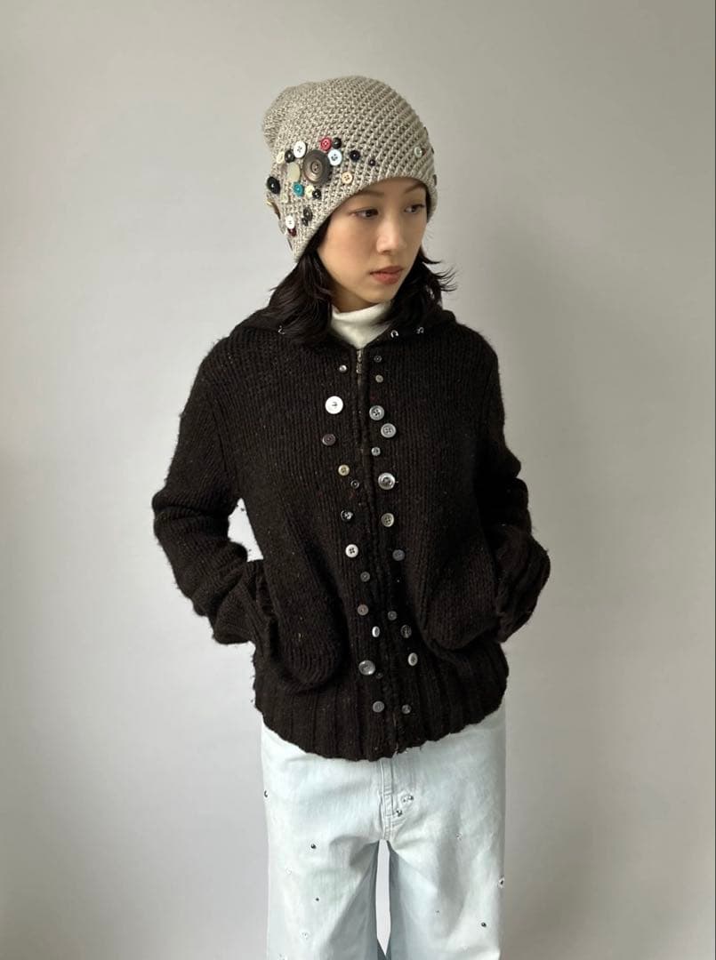 トップス yaekim 21 frost moon zip-up knit