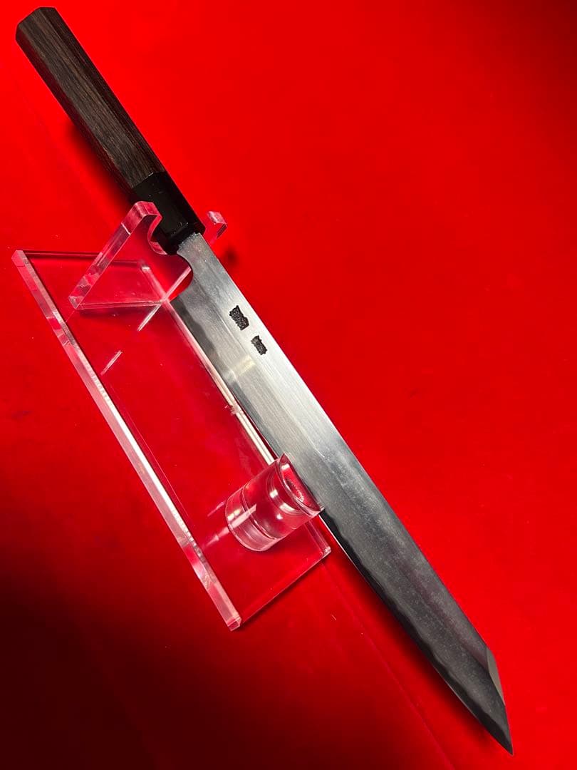 01598 包丁　保勝　津軽打刃物　剣型切付　地肌有り　箱付　未使用品