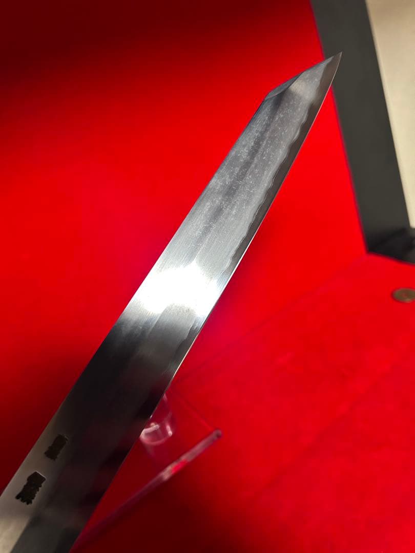 01598 包丁　保勝　津軽打刃物　剣型切付　地肌有り　箱付　未使用品