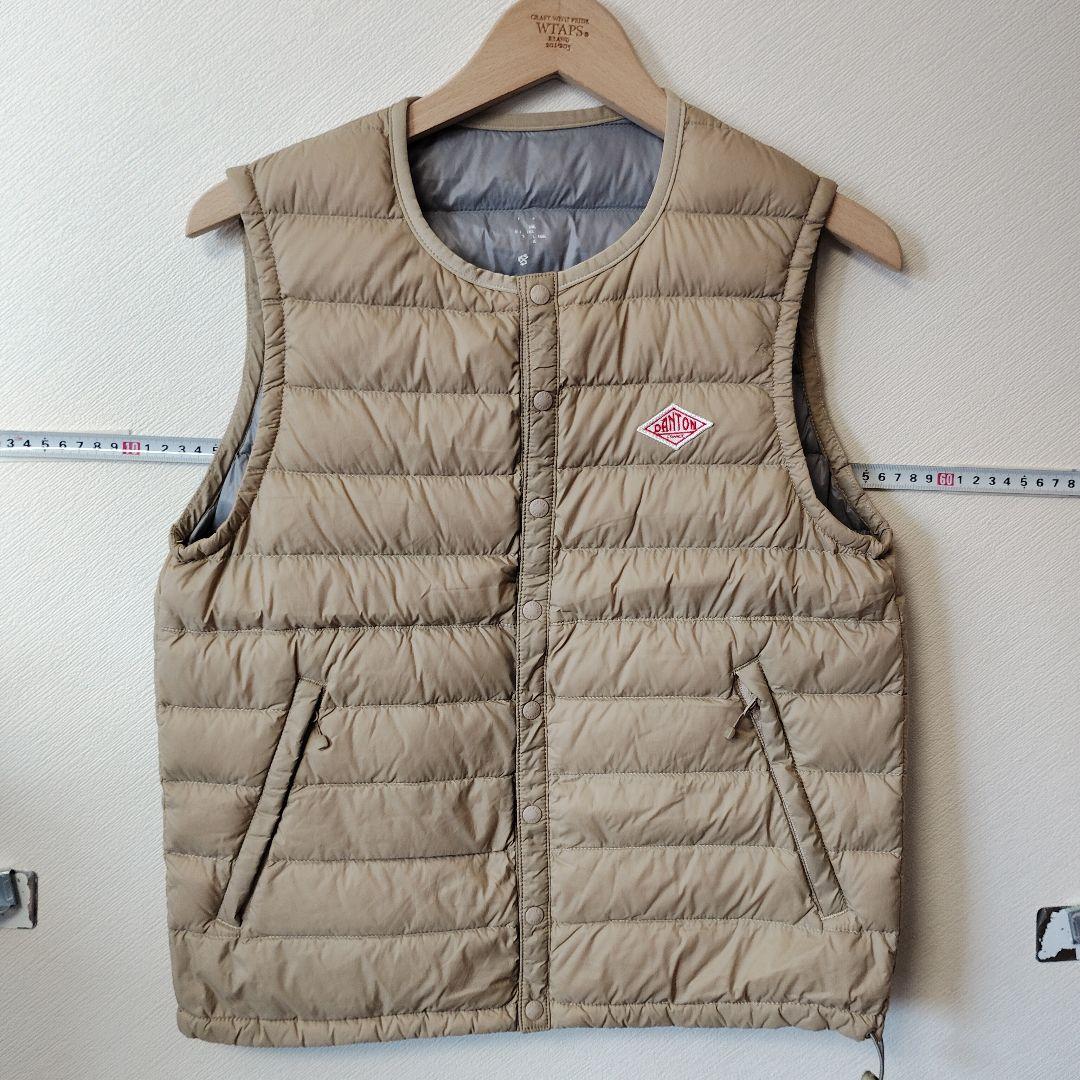 クリーニング済 ダントン　34 ベージュ キルティングダウンベスト