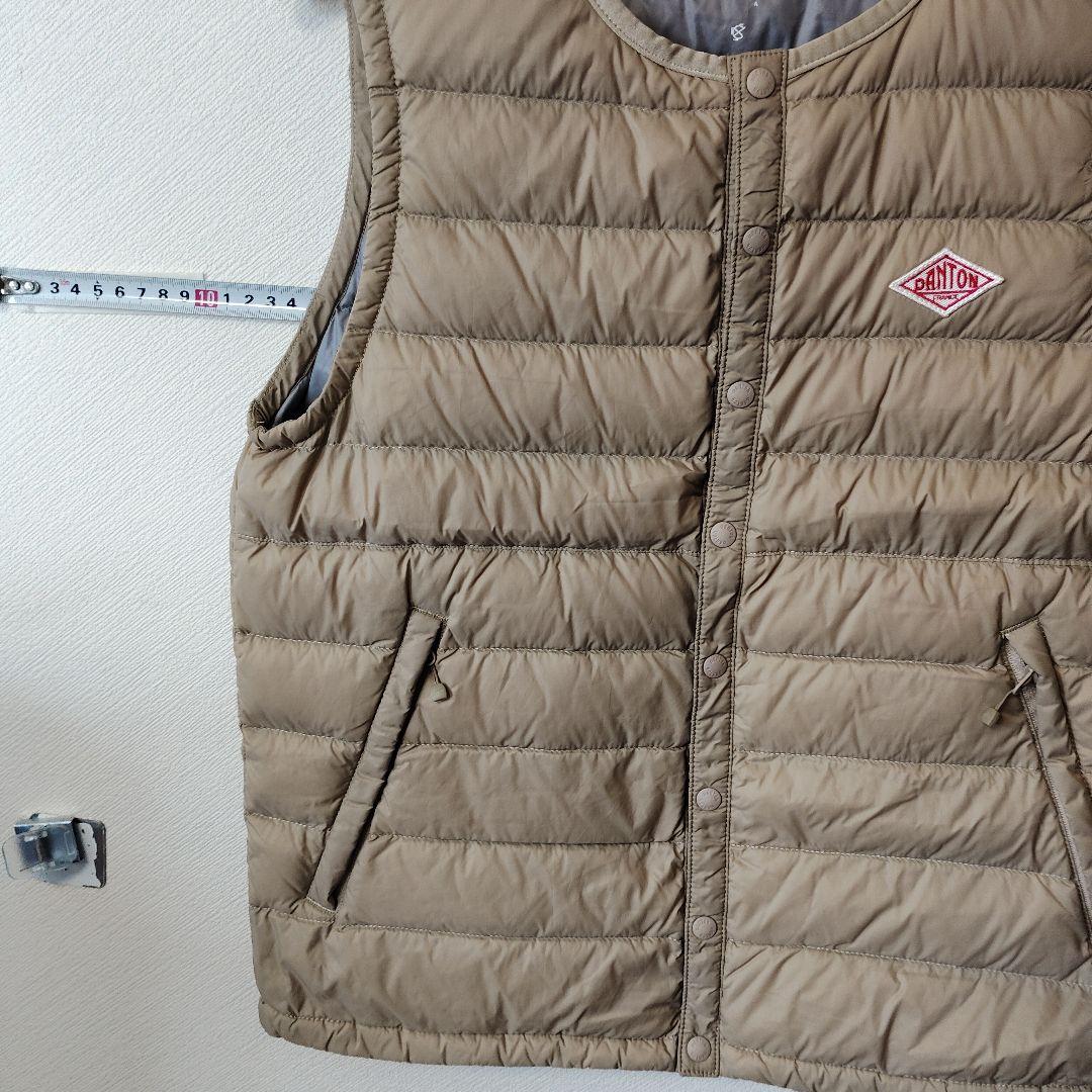 クリーニング済 ダントン　34 ベージュ キルティングダウンベスト