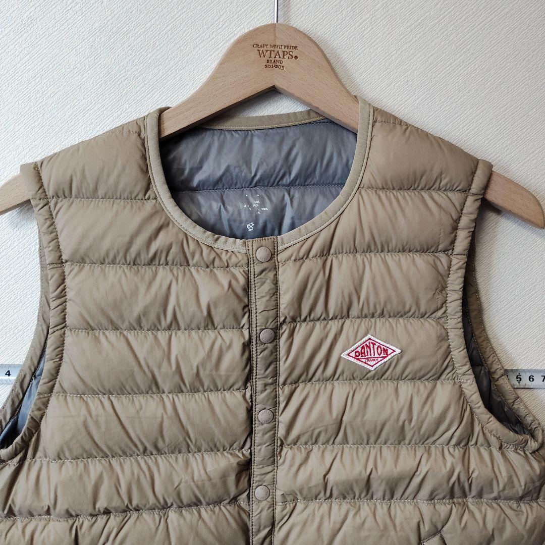 クリーニング済 ダントン　34 ベージュ キルティングダウンベスト