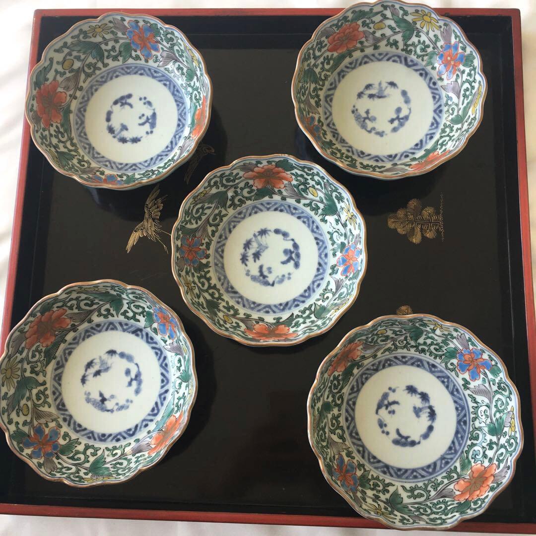 和ちゃん様リクエスト　古伊万里　色絵花唐草　なます皿　成化年製