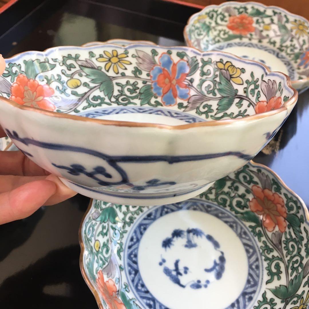 和ちゃん様リクエスト　古伊万里　色絵花唐草　なます皿　成化年製