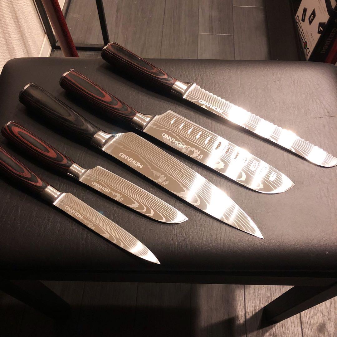 未使用　三徳包丁　シェフナイフ　ダマスカス　包丁　5本セット