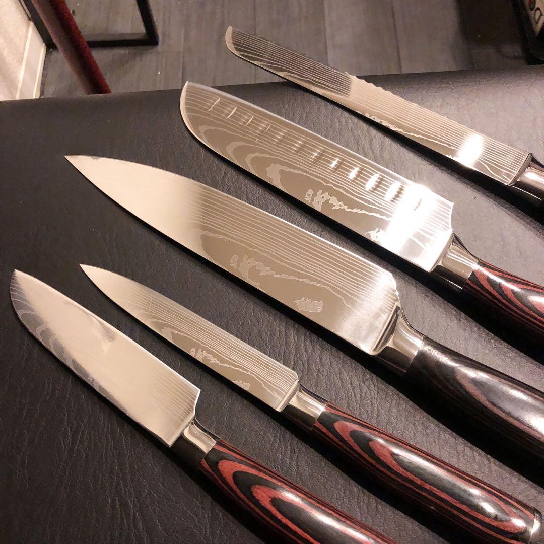 未使用　三徳包丁　シェフナイフ　ダマスカス　包丁　5本セット