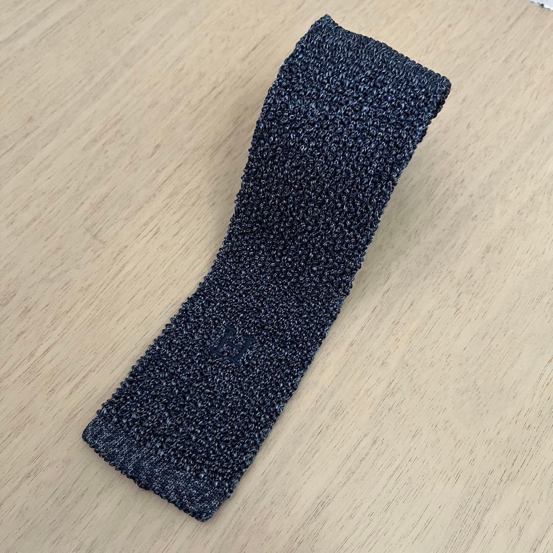 HERMES ニットタイ ネイビー