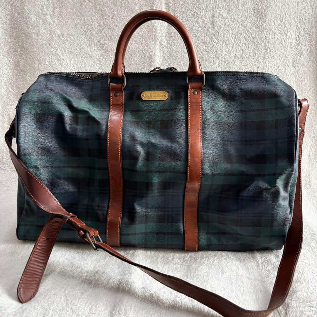 ポロラルフローレン ボストンバッグ ２WAY 緑 PVCレザー ブラックウォッチ