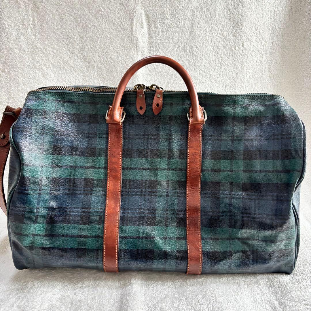 ポロラルフローレン ボストンバッグ ２WAY 緑 PVCレザー ブラックウォッチ