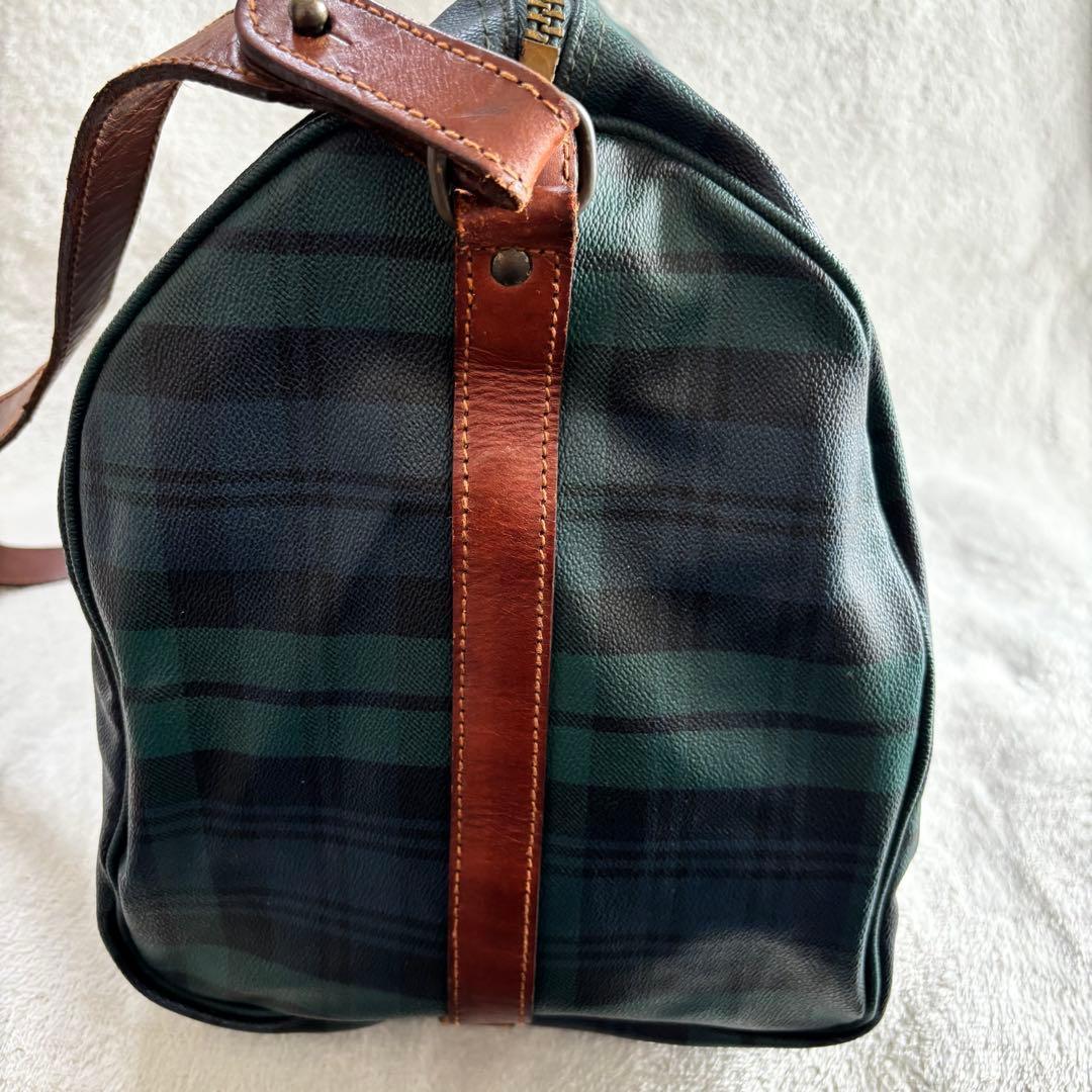 ポロラルフローレン ボストンバッグ ２WAY 緑 PVCレザー ブラックウォッチ