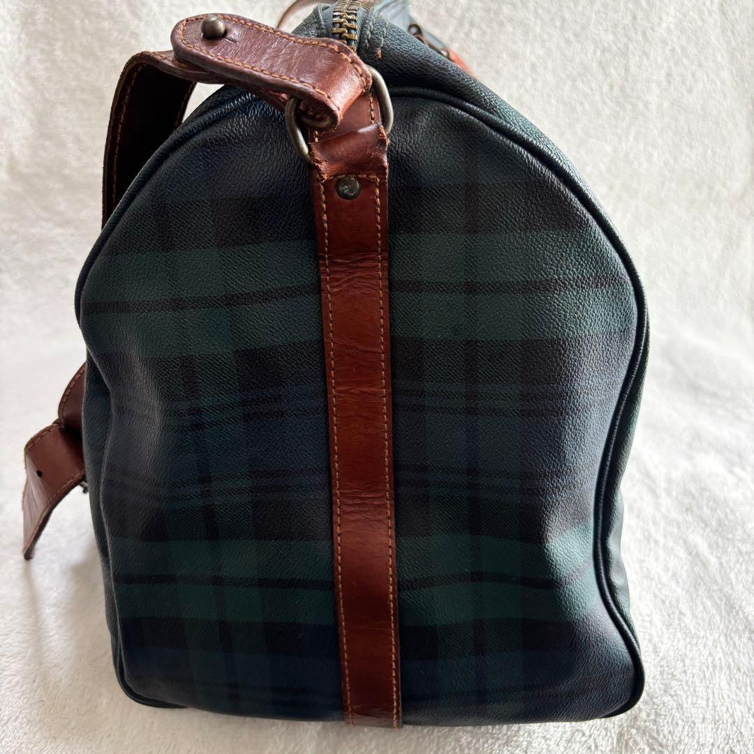 ポロラルフローレン ボストンバッグ ２WAY 緑 PVCレザー ブラックウォッチ