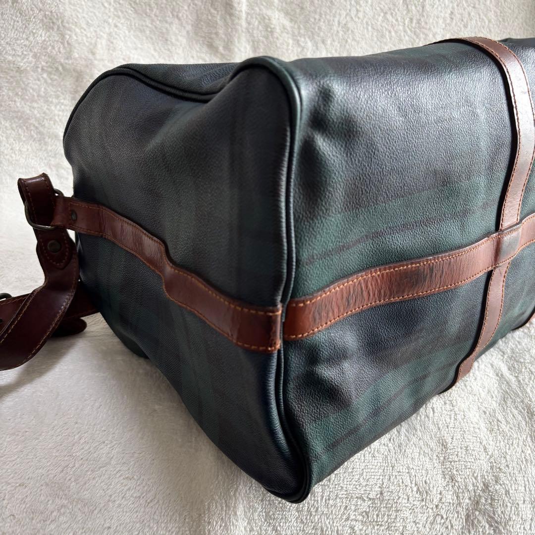 ポロラルフローレン ボストンバッグ ２WAY 緑 PVCレザー ブラックウォッチ