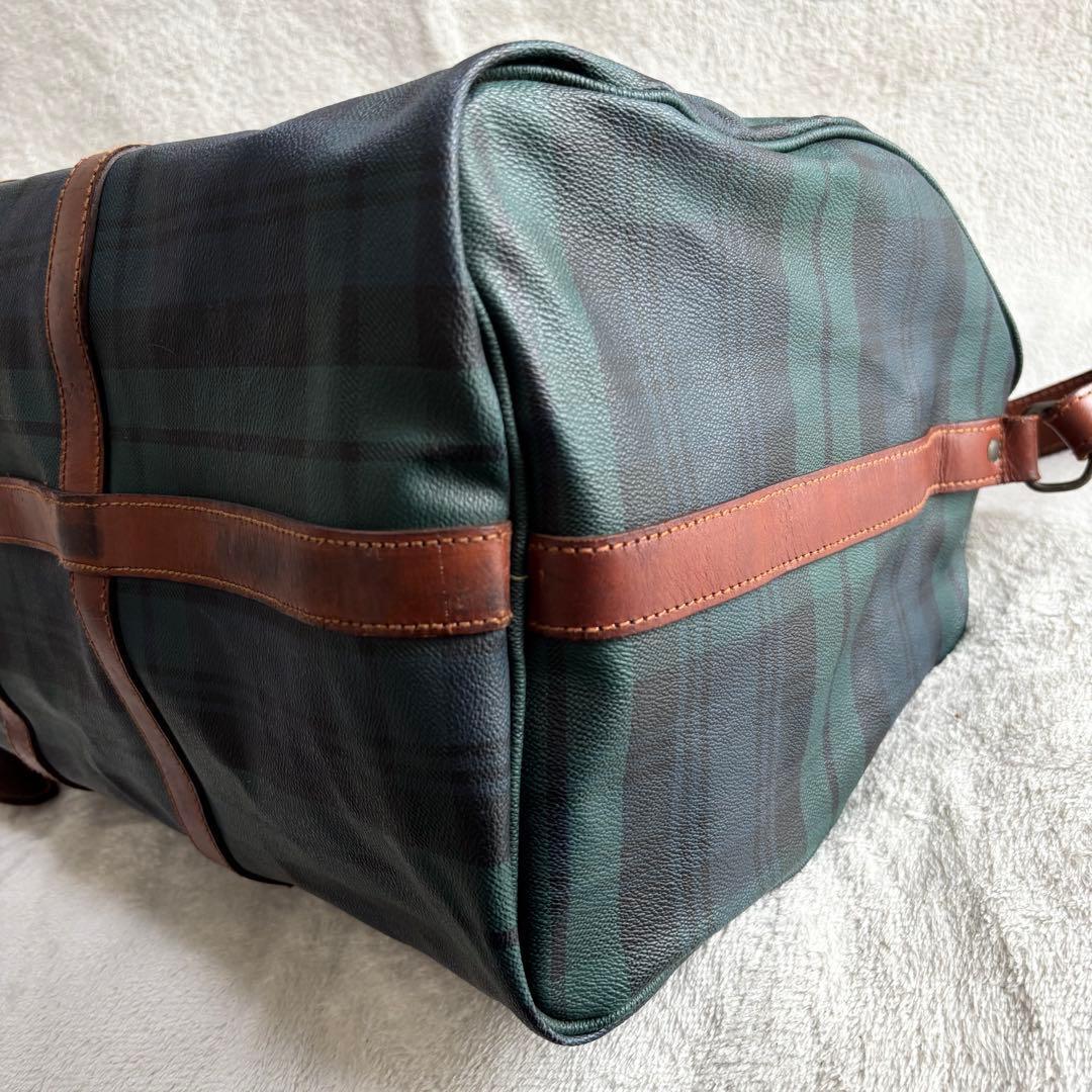 ポロラルフローレン ボストンバッグ ２WAY 緑 PVCレザー ブラックウォッチ