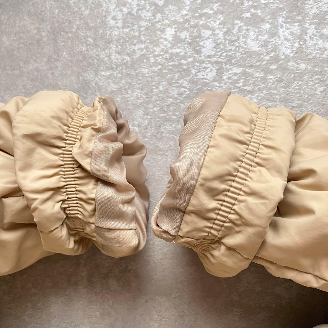 タグ付き PLST マットナイロンビッグフードロングダウン ベージュ 洗えるL