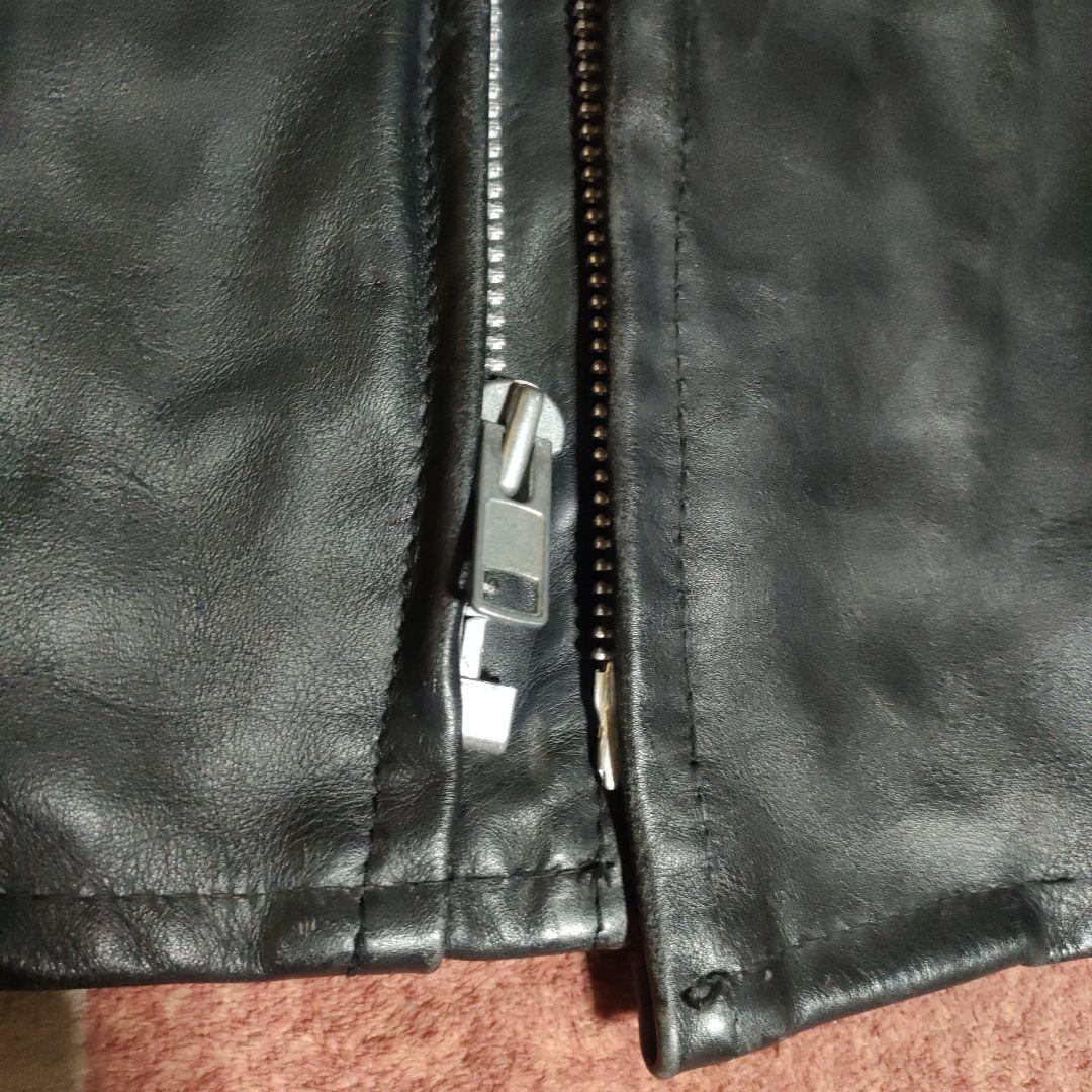 ク*ン様 人気定番Schot641t立ち襟シングルライダースジャケット ３６交換