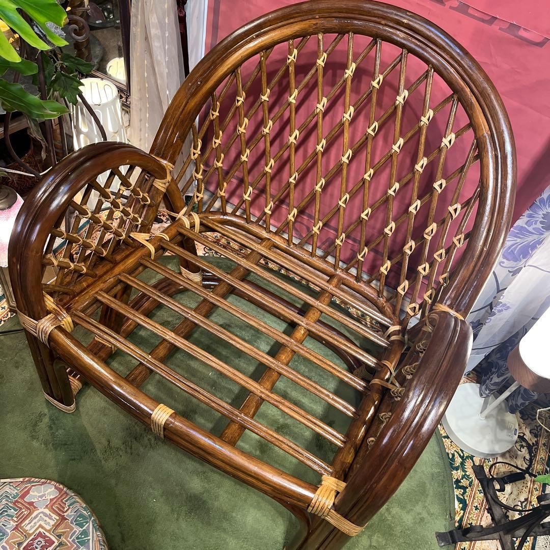 ペコ　ヴィンテージ 横浜Kazama 高級ラタン　軽量　アームチェア