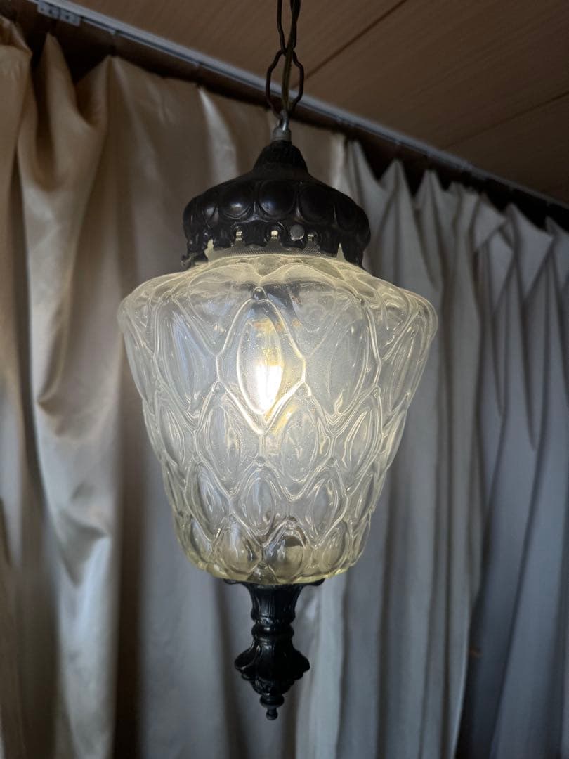 アメリカヴィンテージガラスペンダントライトクリアガラスアンティーク60-70's