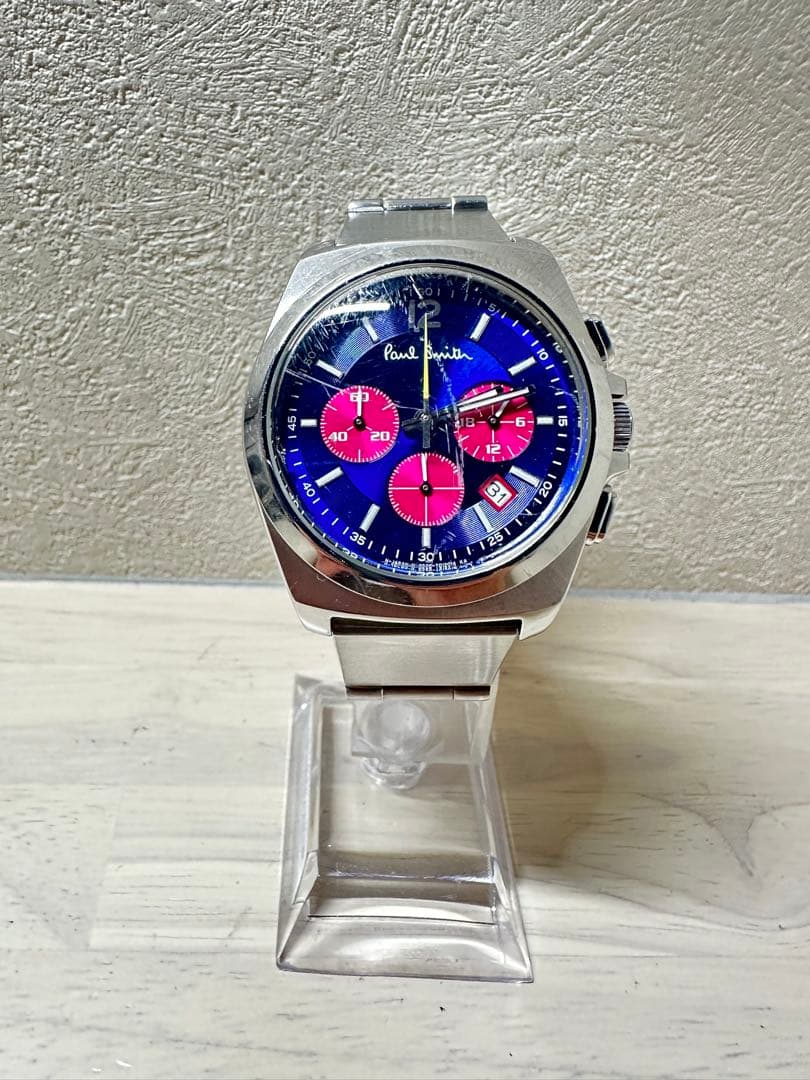 【希少】ポールスミス　腕時計　クロノグラフ　ブルー　ピンク