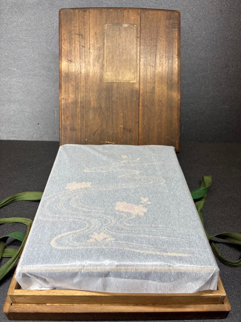 【時代物】金彩細密花蒔絵 硯箱 内梨地 木胎漆器 骨董 共箱付