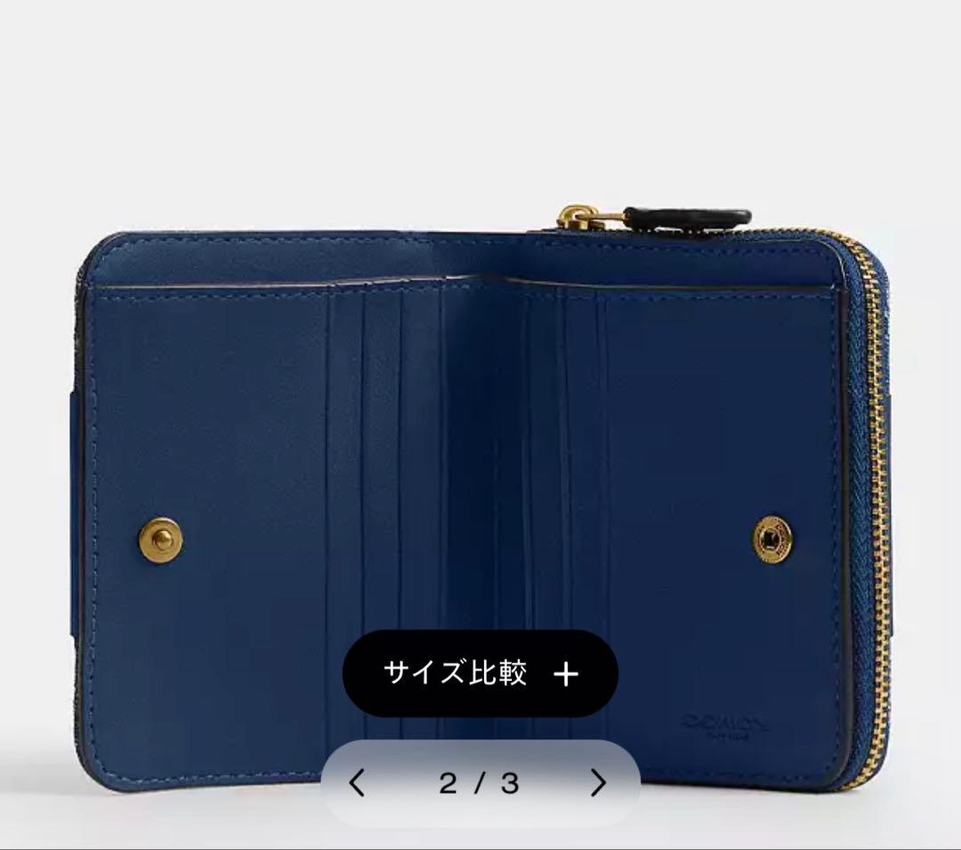 COACH ネイビー 二つ折り財布 保存袋付き