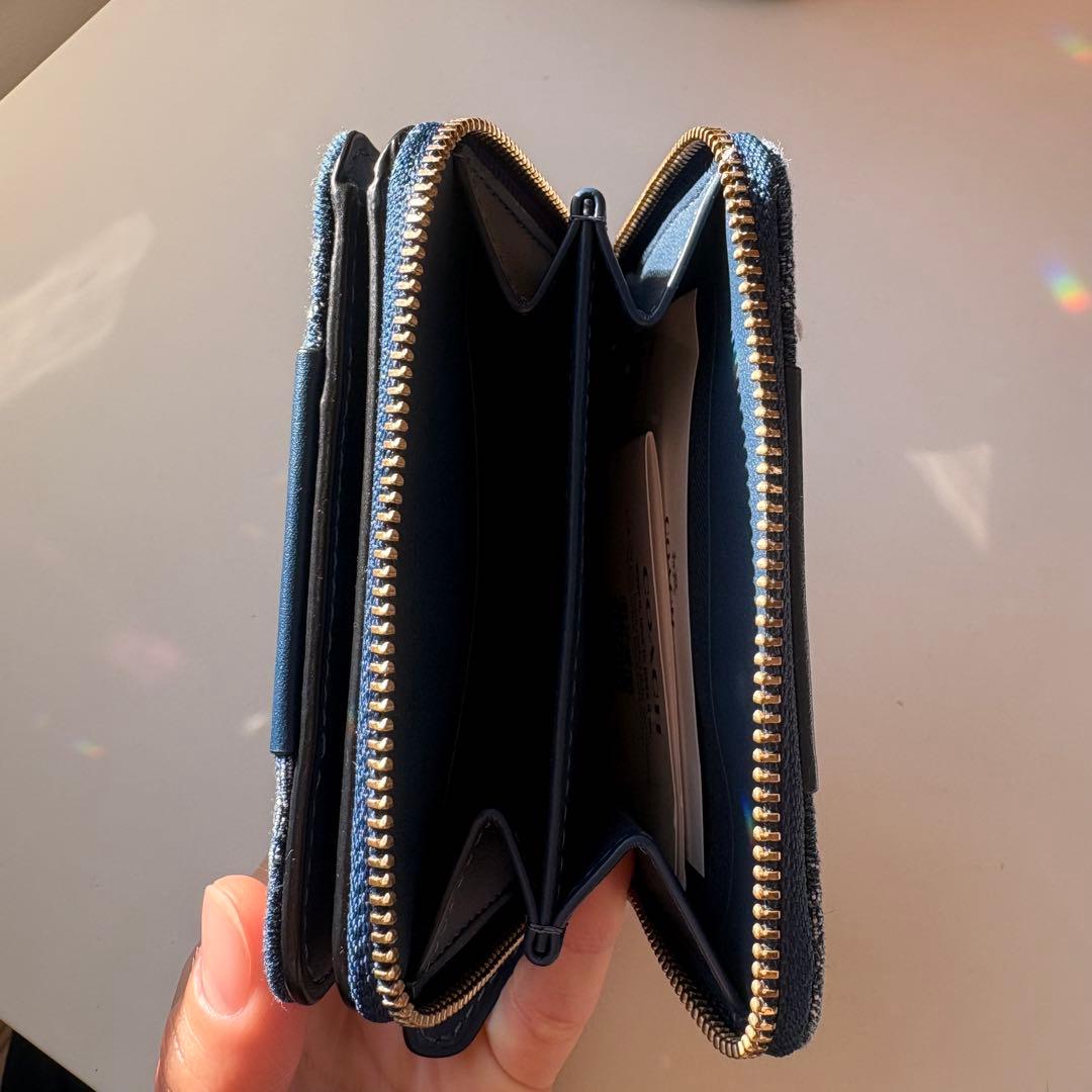 COACH ネイビー 二つ折り財布 保存袋付き