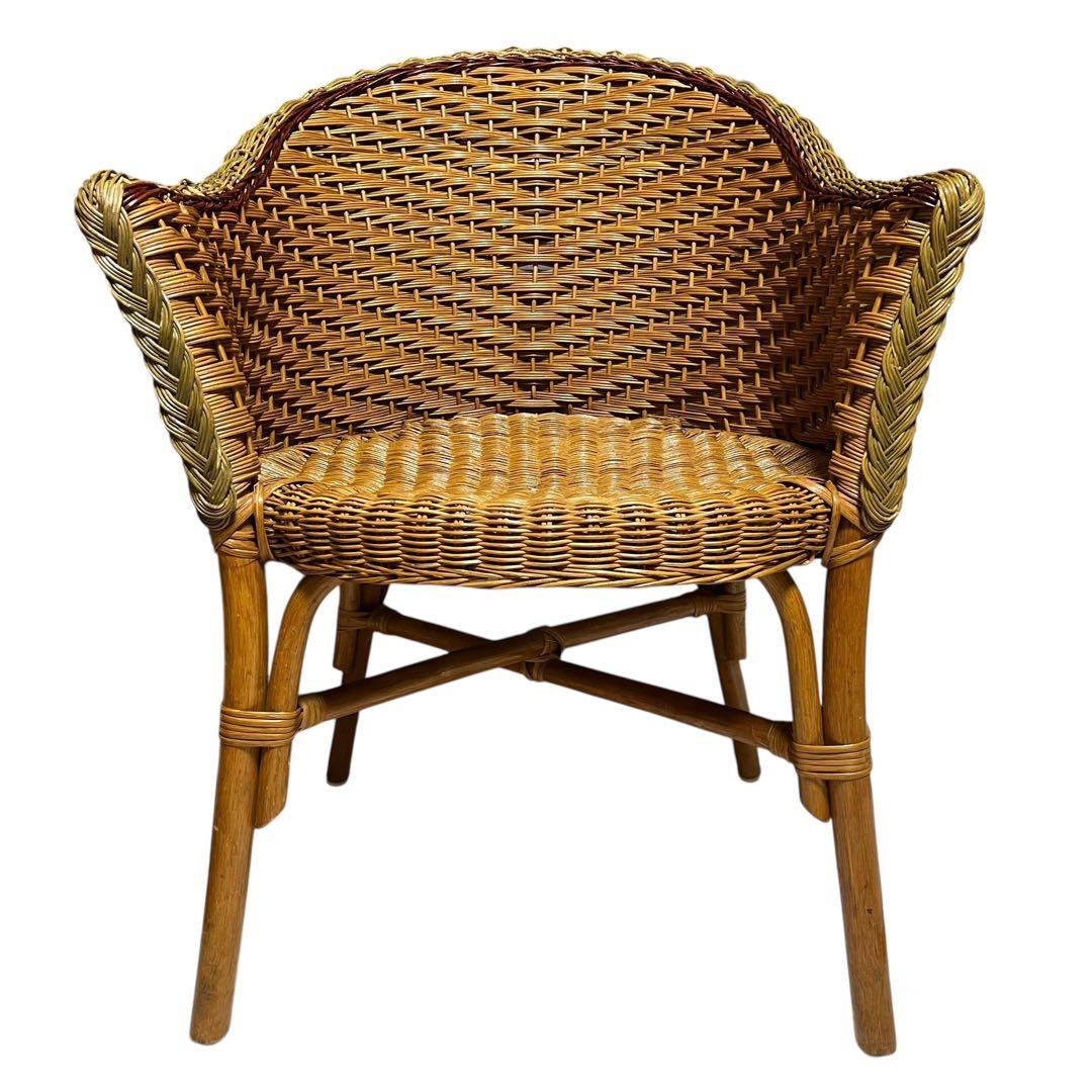 アジアンテイスト　籐　ラタン　ロイドルームチェア 肘掛け　肘置き　1人用チェア