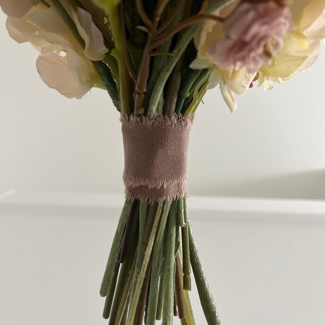 ピンク系 造花 花束 ブーケ アーティシャルフラワー リボン