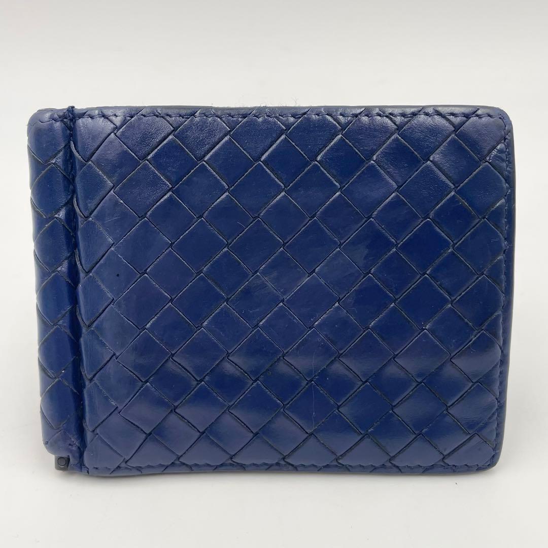 BOTTEGA VENETA マネークリップ イントレチャート ネイビー レザー