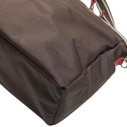 アニエスベー ボストンバッグ ナイロン レザー 大容量 ショルダー付き 茶色