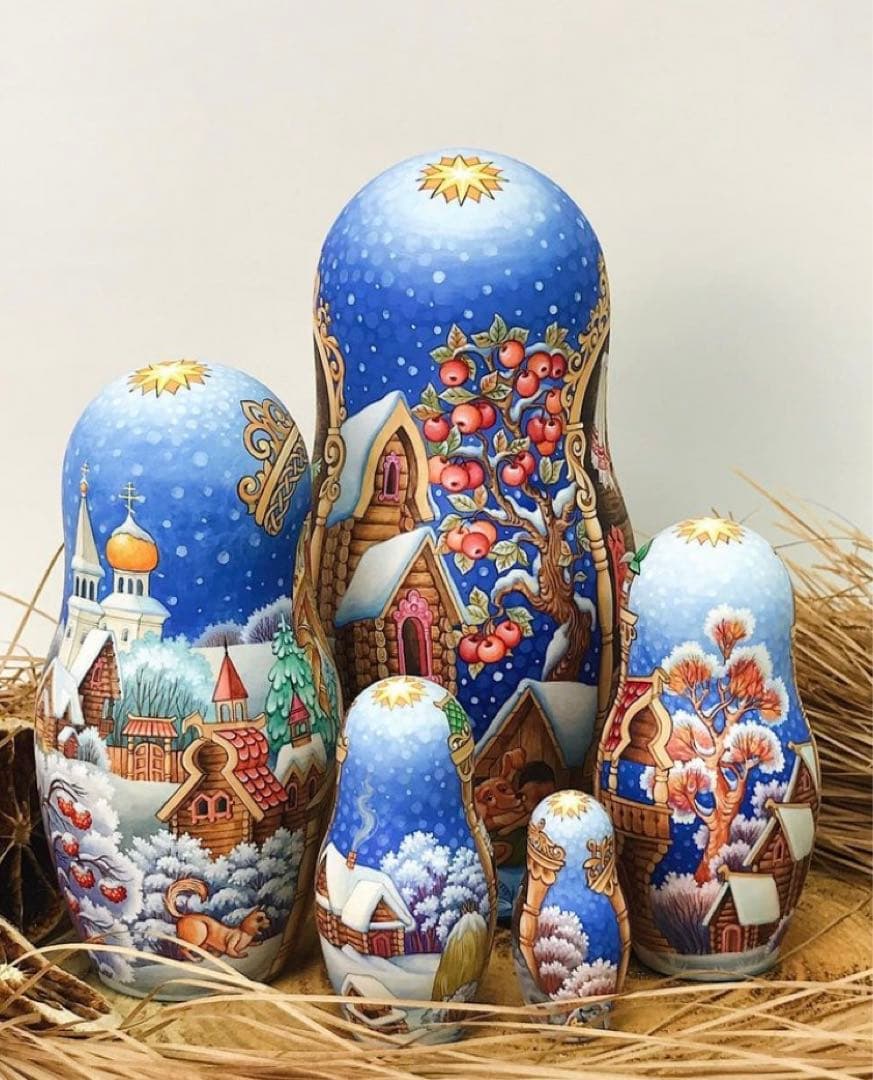 ロシア雑貨☆Icon マトリョーシカ(5P)クリスマスプレゼント