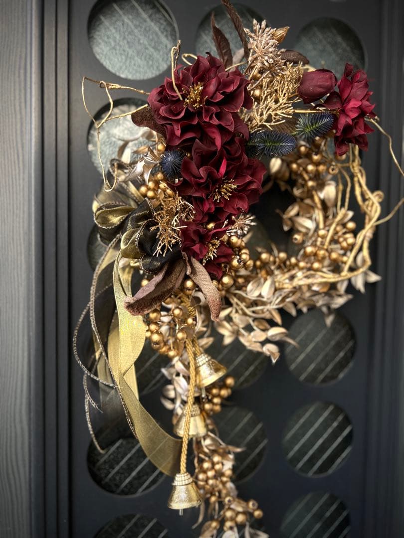 クリスマスリース・ゴールドリース・クリスマスリースゴールド・個性的リース