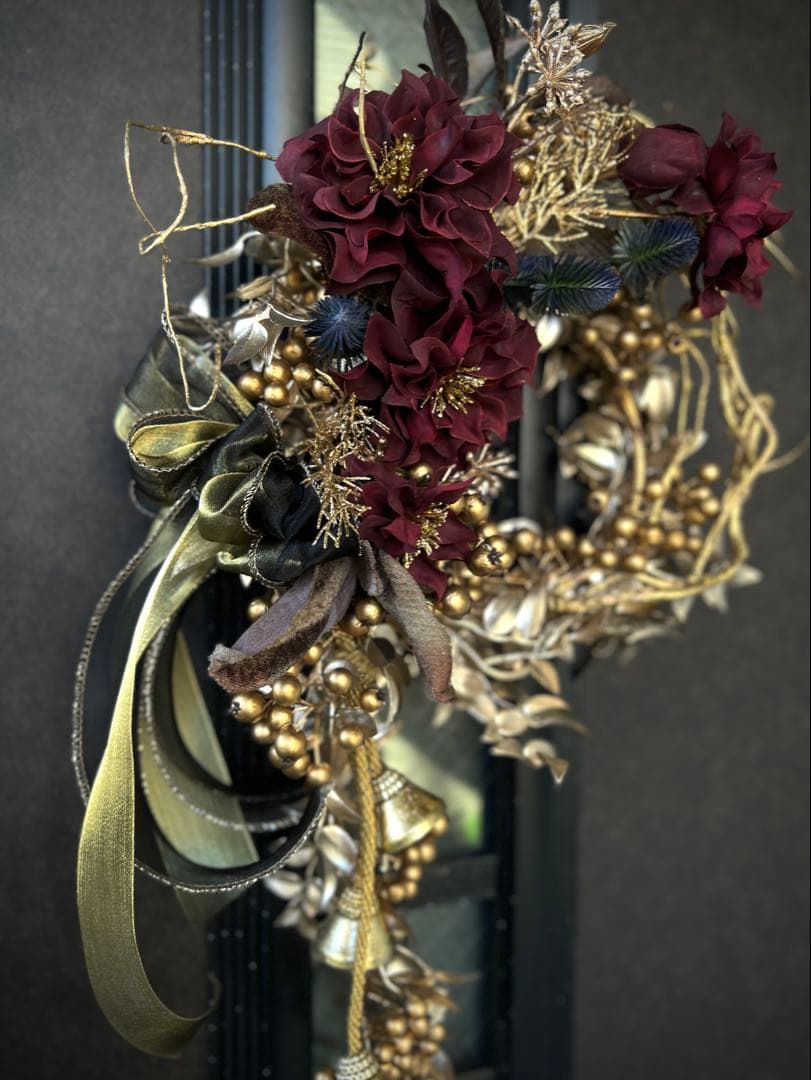 クリスマスリース・ゴールドリース・クリスマスリースゴールド・個性的リース