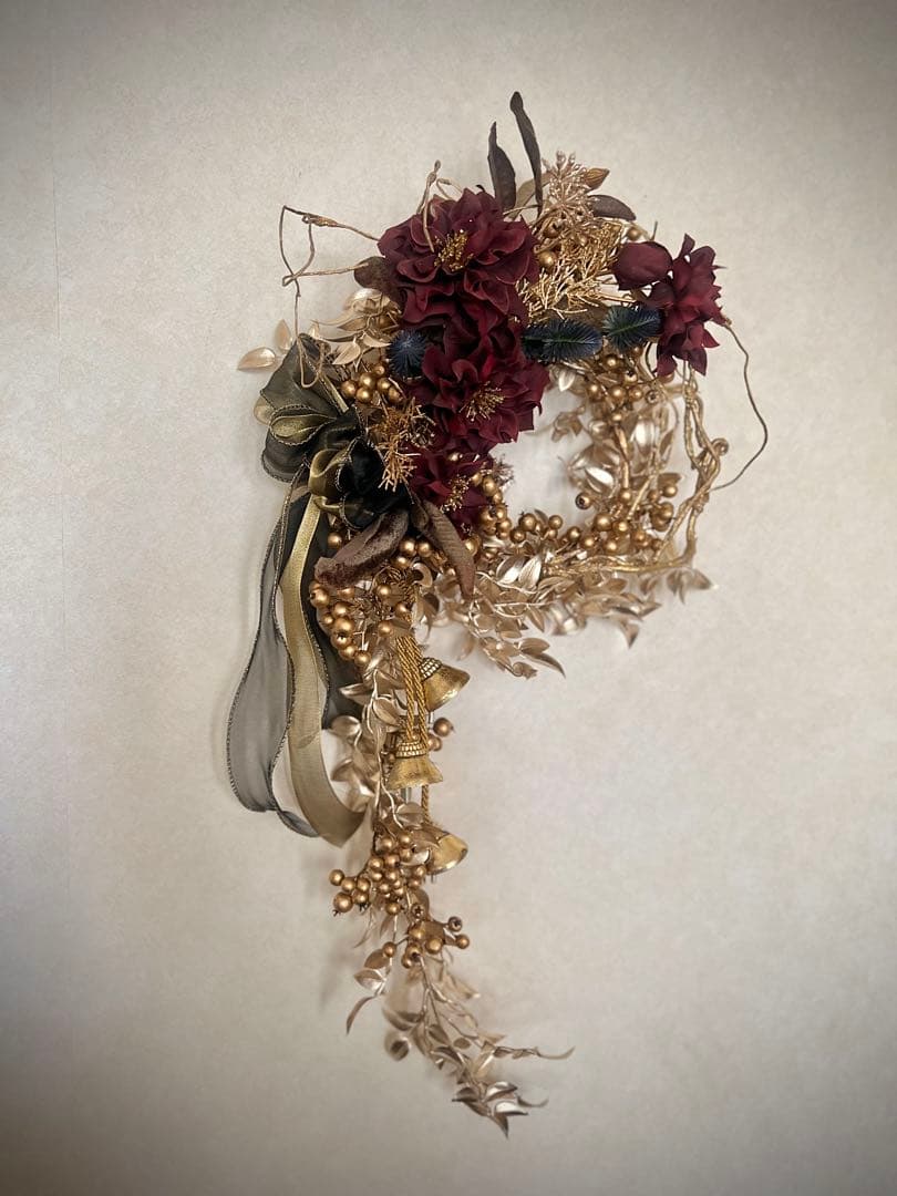 クリスマスリース・ゴールドリース・クリスマスリースゴールド・個性的リース