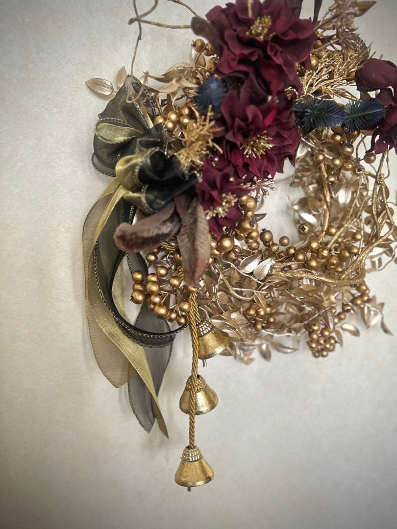 クリスマスリース・ゴールドリース・クリスマスリースゴールド・個性的リース