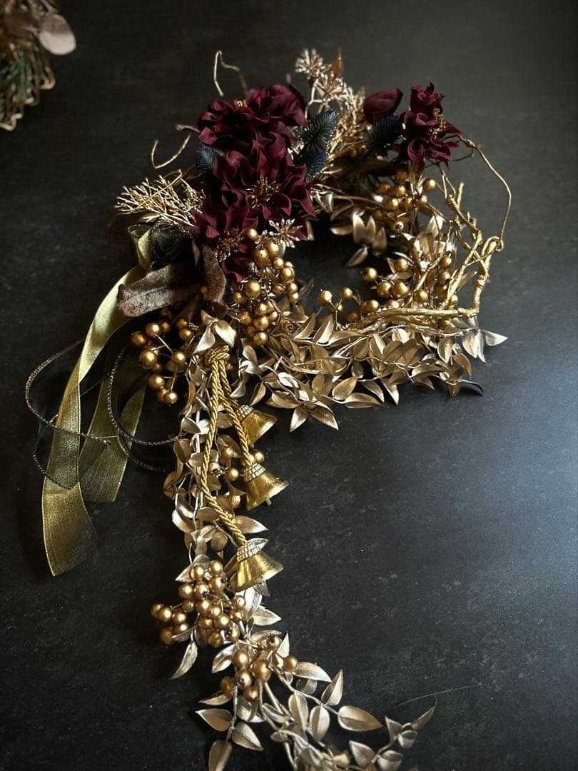 クリスマスリース・ゴールドリース・クリスマスリースゴールド・個性的リース